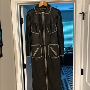 Chanel Black Trench Coat with Cream Accents